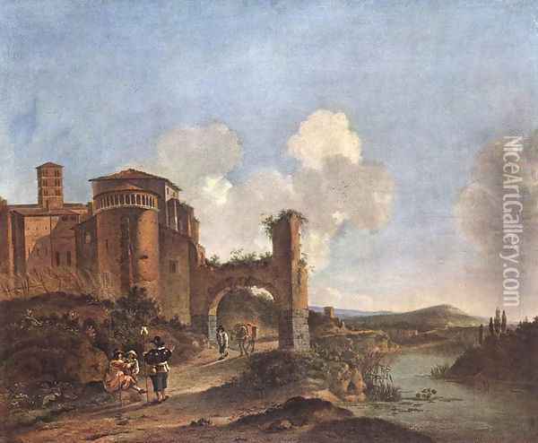 Italian Landscape with SS. Giovanni e Paolo in Rome Oil Painting - Jan Asselyn