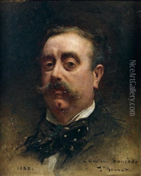 Portrait De Monsieur Saucede Oil Painting - Leon Bonnat
