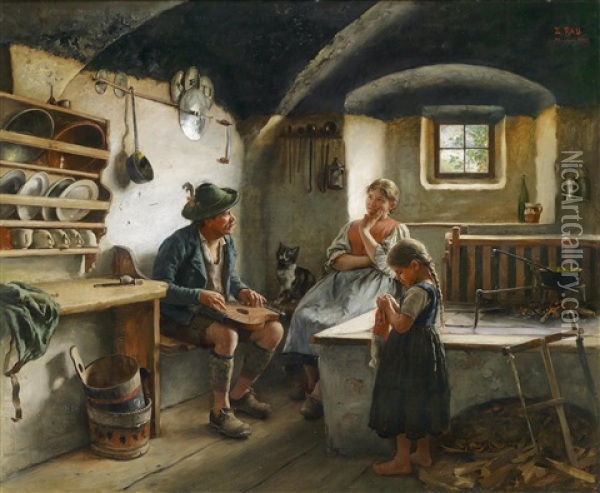 Der Zitherspieler Oil Painting - Emil Rau