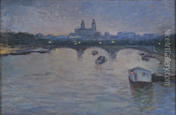 Skymning Over Seine - Paris Oil Painting - Martha Tynell