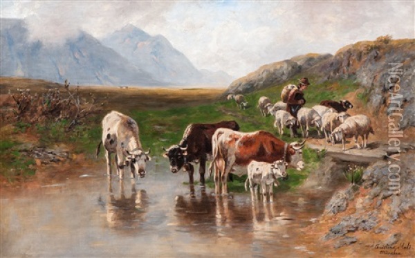 Hirtenszene Oil Painting - Christian Friedrich Mali