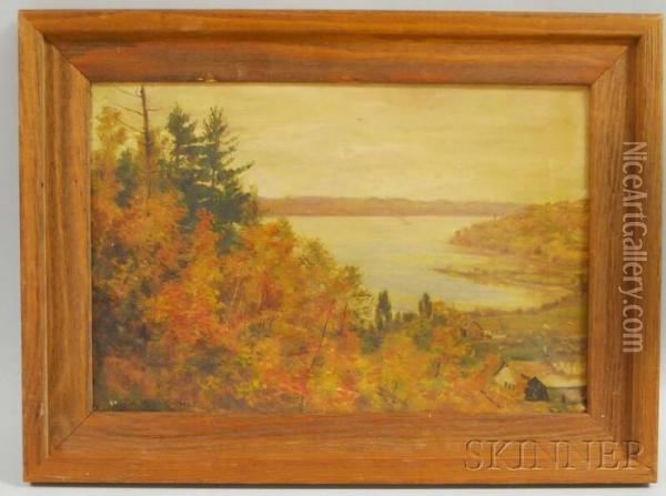 Cap Rouge Cove From The Hill, Quebec Oil Painting - Robert J. Wickenden