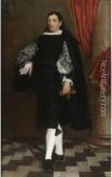 Portrait Of A Gentleman, Presumably A Member Of The Ostiglianifamily Oil Painting - Bartolome Esteban Murillo
