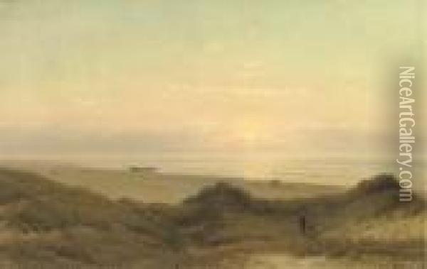 On The Beach At Sunset Oil Painting - Johannes Josephus Destree