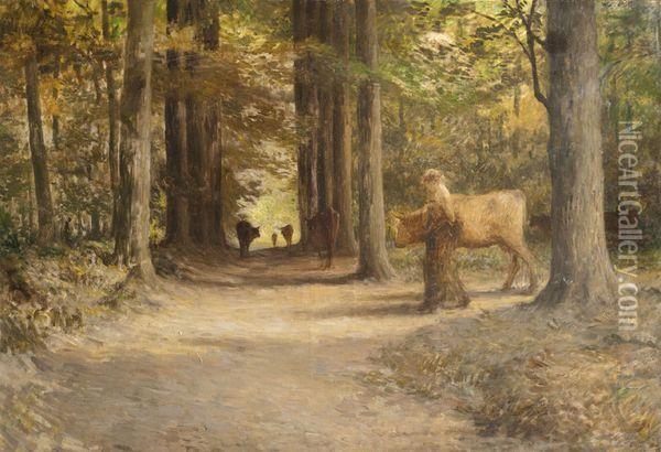 Gardeuse De Vaches Oil Painting - Henri Lerolle