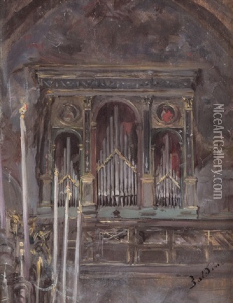Kircheninterieur Mit Blick Zur Orgel Oil Painting - Giovanni Boldini