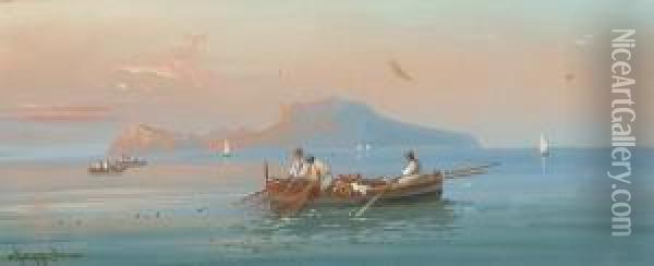 Fishermen Off Capri Oil Painting - Antonio Coppola