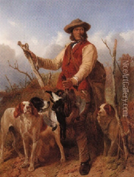 A Gamekeeper And Dogs Oil Painting - Richard Ansdell