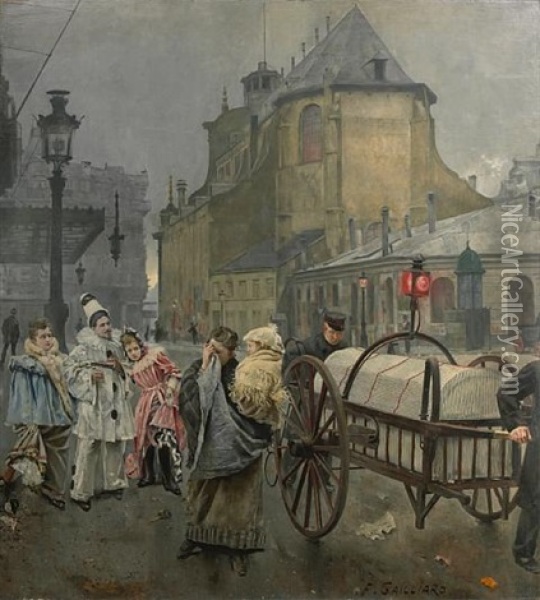 La Place Sainte Gudule A Bruxelles Oil Painting - Franz (Bernard) Gailliard