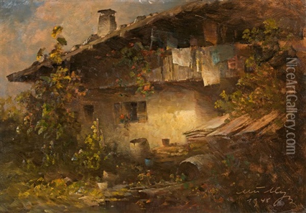 A Farmhouse Oil Painting - Oskar Mulley