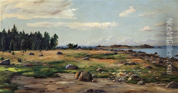 View From A Shore Oil Painting - Thure Sundell