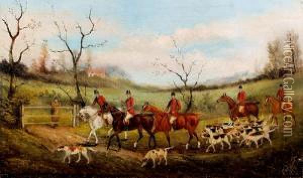 Zwei Jagdszenen. Oil Painting - Phillip Henry Rideout