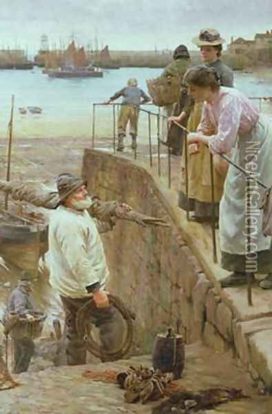 Between the Tides Oil Painting - Walter Langley