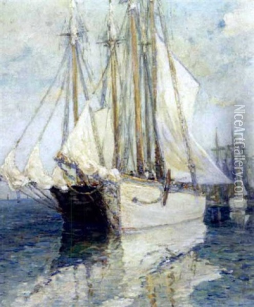 Shipping In A Harbour Oil Painting - Paul Bernard King