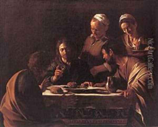 Supper at Emmaus2 Oil Painting - Michelangelo Merisi Da Caravaggio