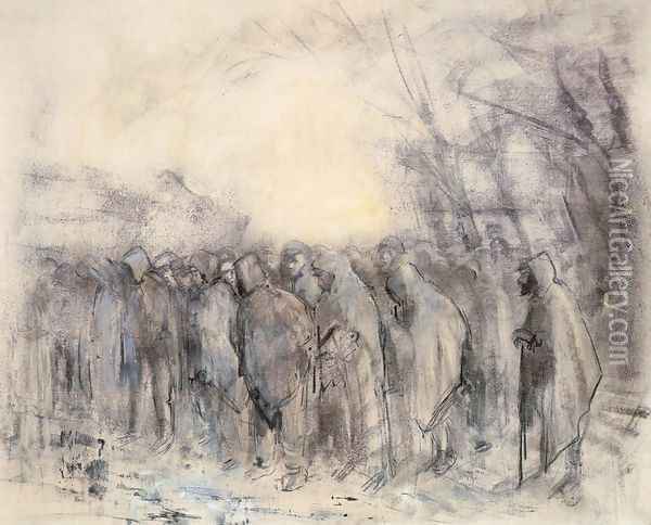 Prisoners Marching Off Oil Painting - Laszlo Mednyanszky