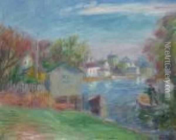Canal At Bayshore Oil Painting - William Glackens