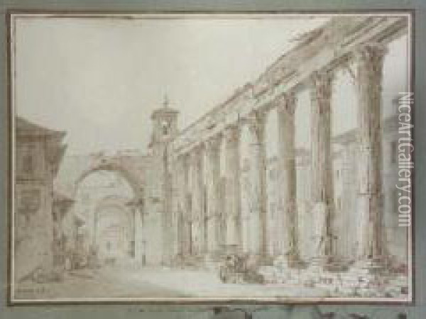  Vue Du Temple D'hercule Attenant L'eglise Sans Lorenzo A Milan  Oil Painting - Louis Francois Cassas