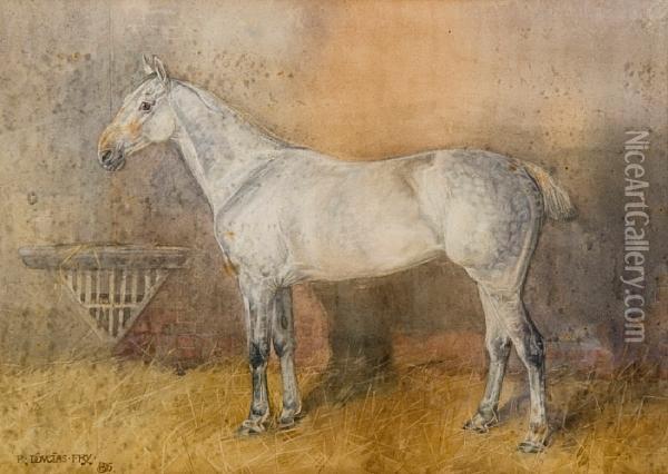 A Dappled Grey Horse In A Stable Oil Painting - Roger Fry