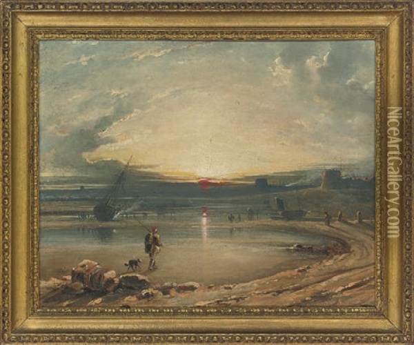Sussex Coast At Sunset Oil Painting - George Sidney Shepherd