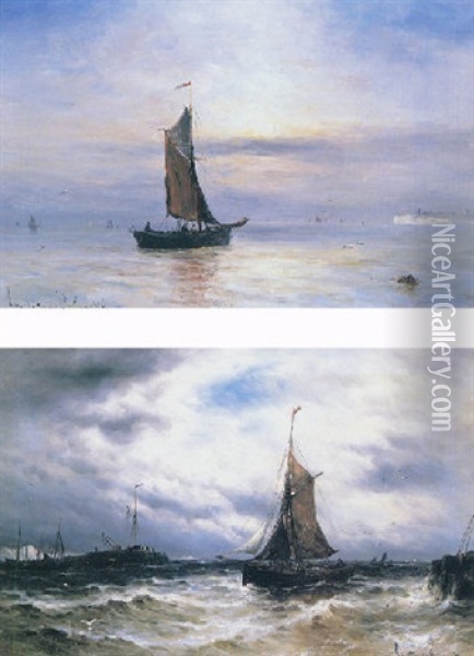 Fishing Vessel Entering Harbour Oil Painting - Gustave de Breanski