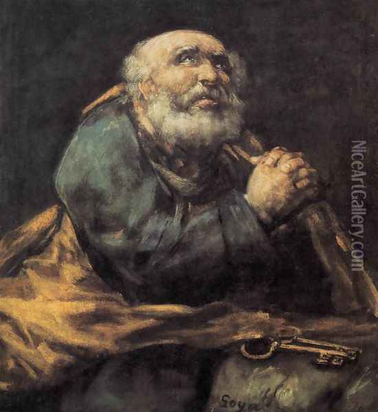 St Peter Repentant Oil Painting - Francisco De Goya y Lucientes