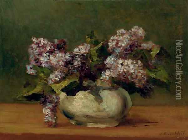 Lilacs in a Bowl Oil Painting - Julian Alden Weir