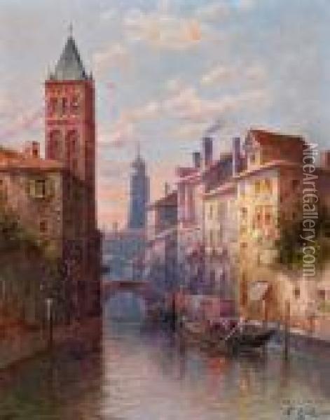 Ein Kanal In Venedig Oil Painting - Karl Kaufmann