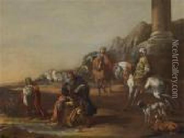 The Baptism Of The Eunuch Oil Painting - Jan Baptist Weenix
