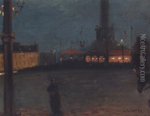 Place De La Bastille Oil Painting - Louis Abel-Truchet
