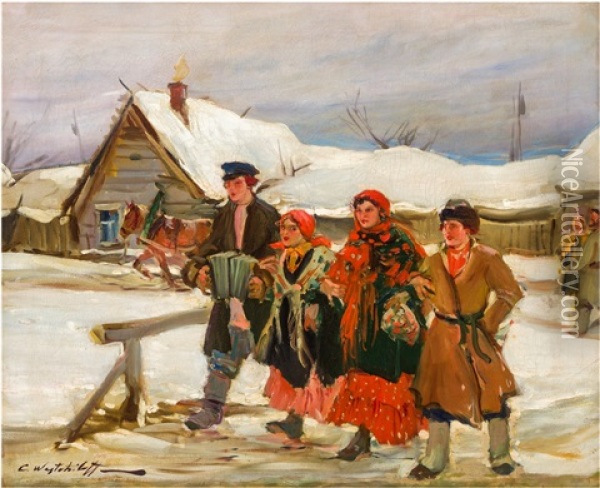 Dalgang Mellan Snokladda Fjall Oil Painting - Constantin Aleksandrovich Westchiloff