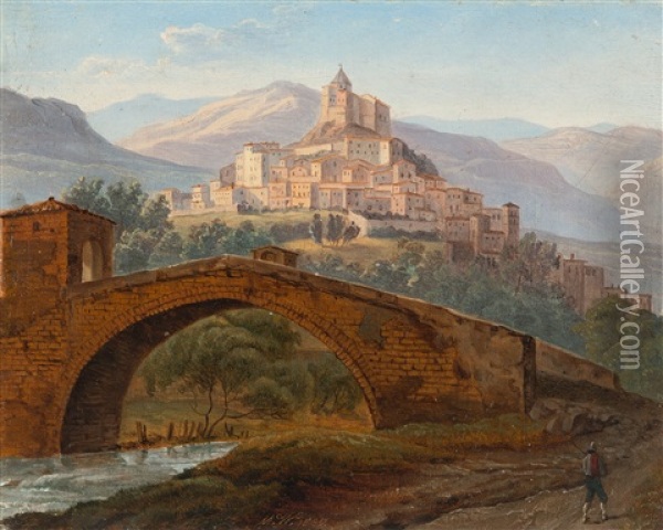 Ansicht Von Rocca San Stefano Oil Painting - Michael Wentzel