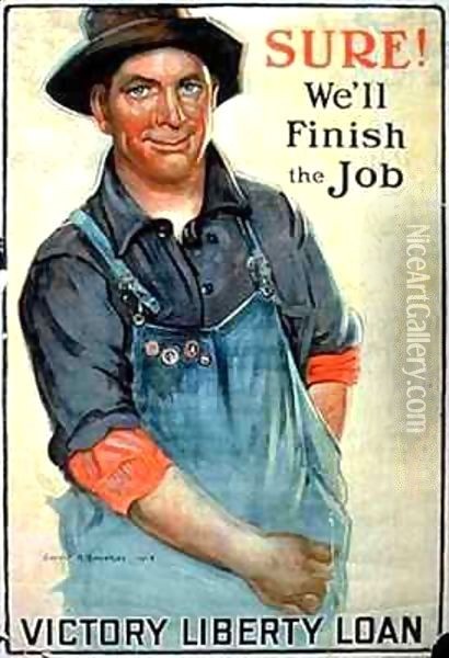 'Sure! We'll Finish The Job', Victory Liberty Loan, 1st World War poster Oil Painting - Gerrit Beneker