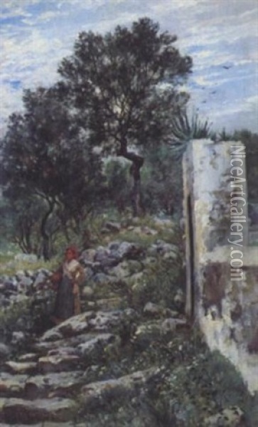 Sudliche Berglandschaft Oil Painting - Holger Hvitfeldt Jerichau