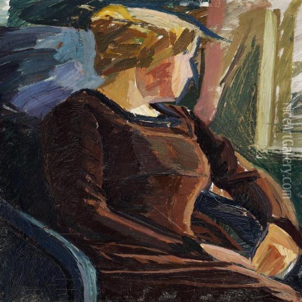 The Artist's Wife Oil Painting - Edvard Weie