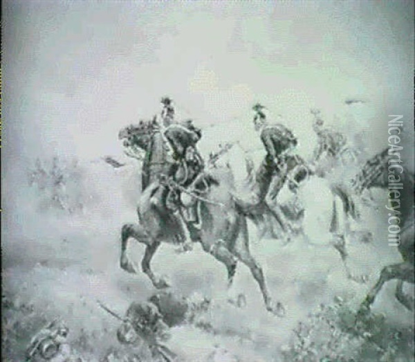 A Charge In The Franco-prussian War Oil Painting - Paul Emile Leon Perboyre