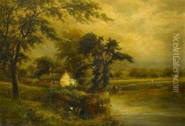 Kirke White's Cottage Near Wilford Nottingham Oil Painting - David Payne