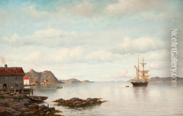 At Anchor Oil Painting - Oskar Conrad Kleineh