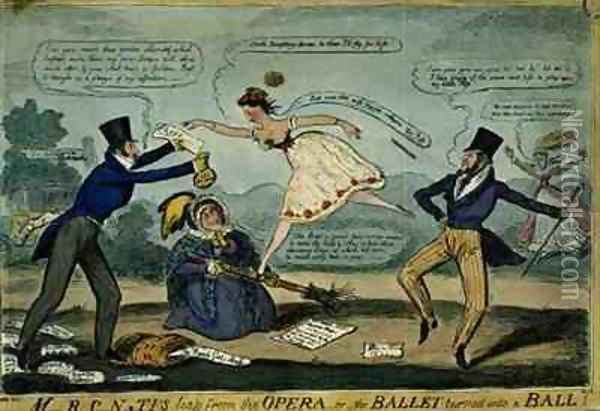 MRCN TIs Leap from the Opera or The Ballet Turned into a Ball Oil Painting - Isaac Robert Cruikshank