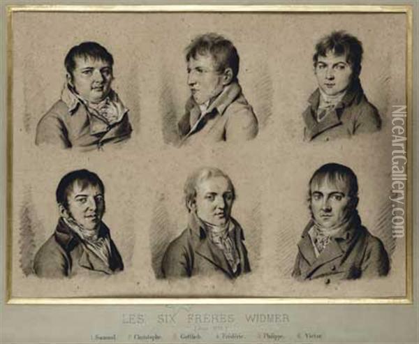 Les Six Freres Widmer : Samuel, Christophe, Gottlieb, Frederic, Philippe, Victor Oil Painting - Louis Leopold Boilly