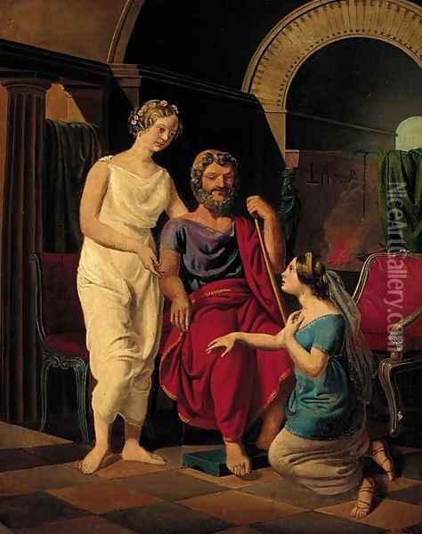 Thetis asking Vulcan for weapons for Achilles Oil Painting - Ludwig Beyfuss
