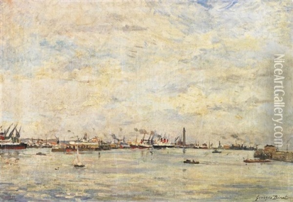 Le Havre. Blick Auf Die Hafenanlage Oil Painting - Georges Jules Ernest Binet