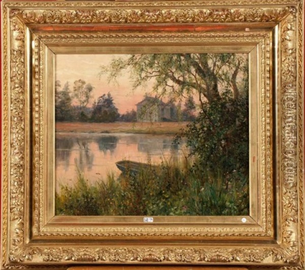 L'etang Et Le Chateau De Beaumont-le-roger Dans L'eure Oil Painting - Louis Aston Knight
