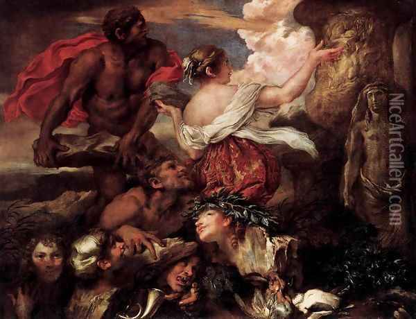 Pyrrha and Deucalion Oil Painting - Giovanni Benedetto Castiglione