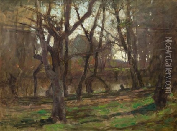 River Through The Woods Oil Painting - Paul Cornoyer