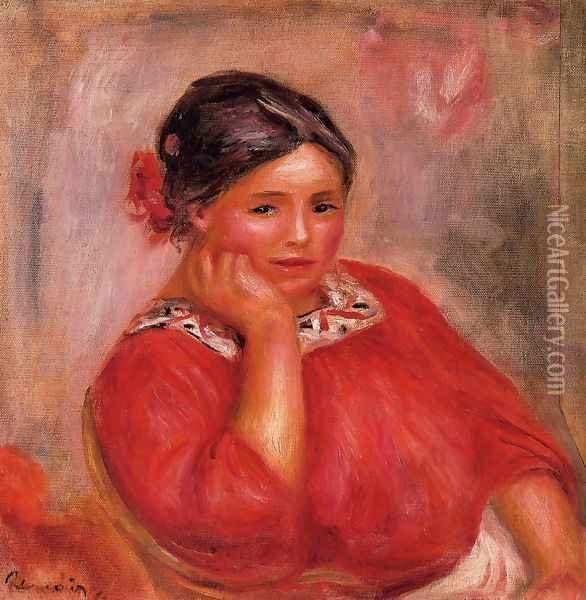 Gabrielle In A Red Blouse2 Oil Painting - Pierre Auguste Renoir