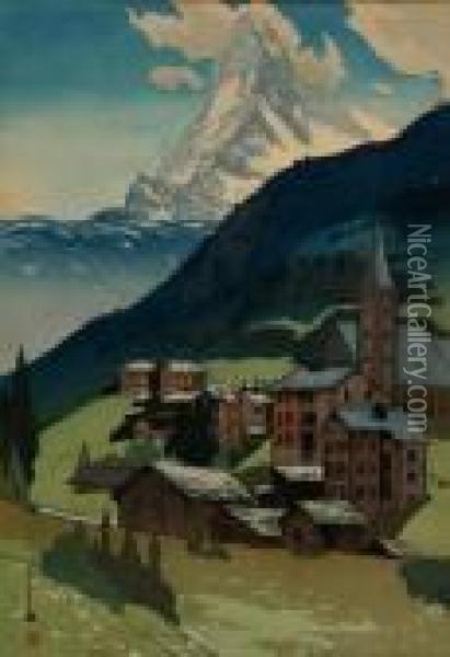 Matterhorn (day): Oil Painting - Hiroshi Yoshida