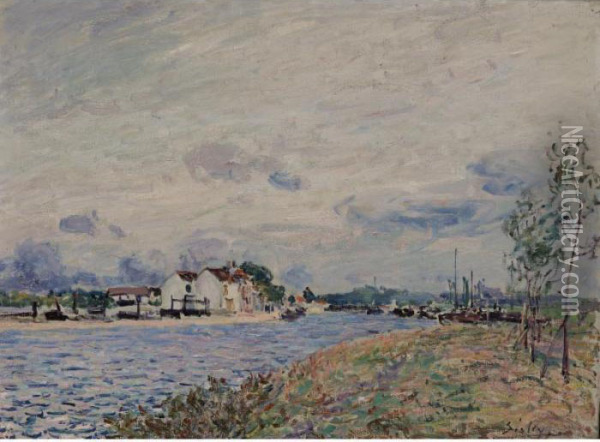L'embouchure Du Loing A Saint-mammes Oil Painting - Alfred Sisley