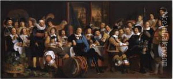 The Celebration Of The Peace Of 
Munster, 18 June 1648, In The Headquarters Of The Crossbowmen's Civic 
Guard (st. George Guard), Amsterdam Oil Painting - Bartholomeus Van Der Helst