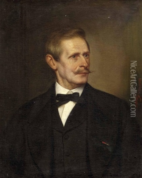 Portrat Von Max Pflugl Edler Von Leiden (linz 1860 - 1939 Salzburg) Oil Painting - Joseph Mathaeus Aigner